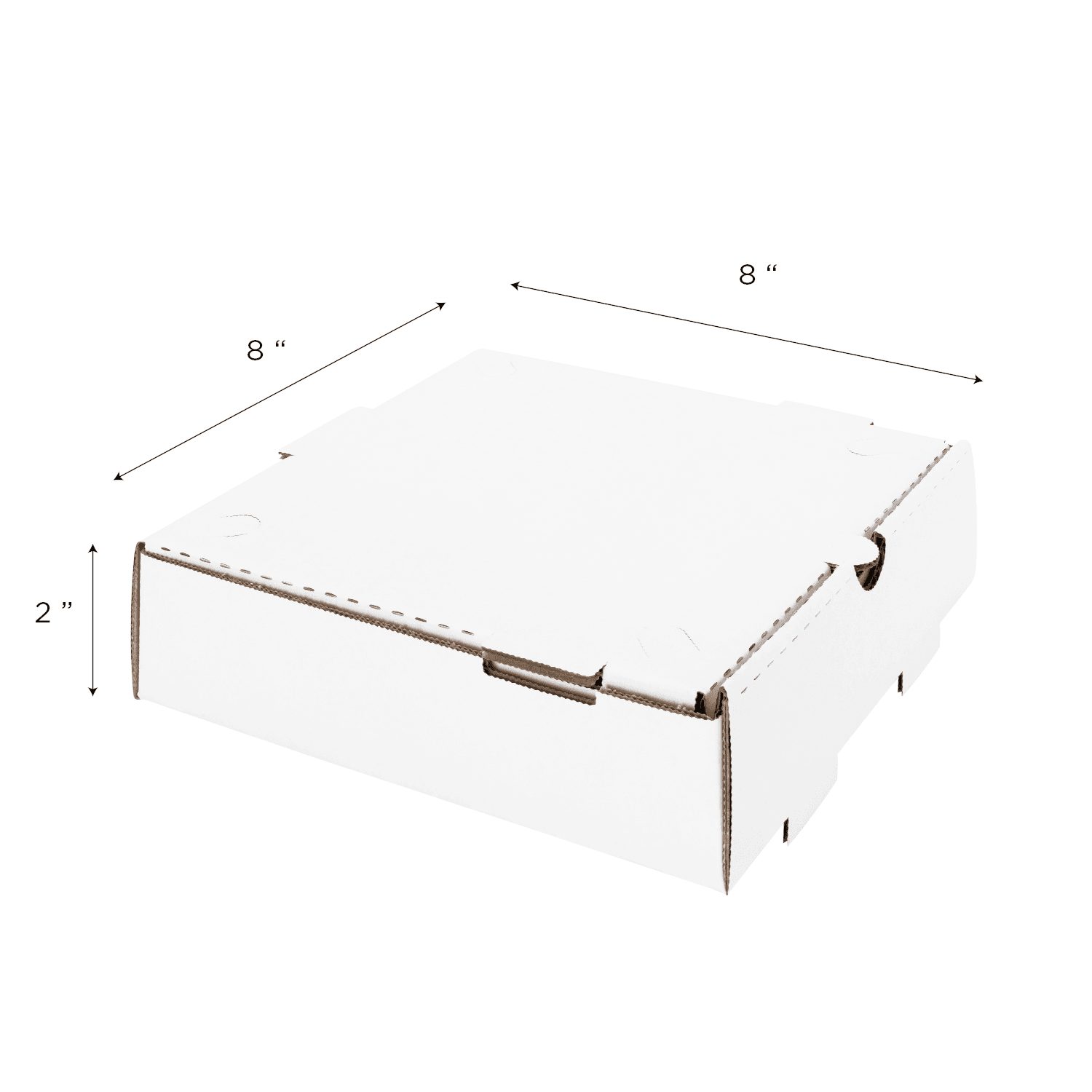 Corrugated Pizza Box, 8''x8''x2'', White - 50 pcs