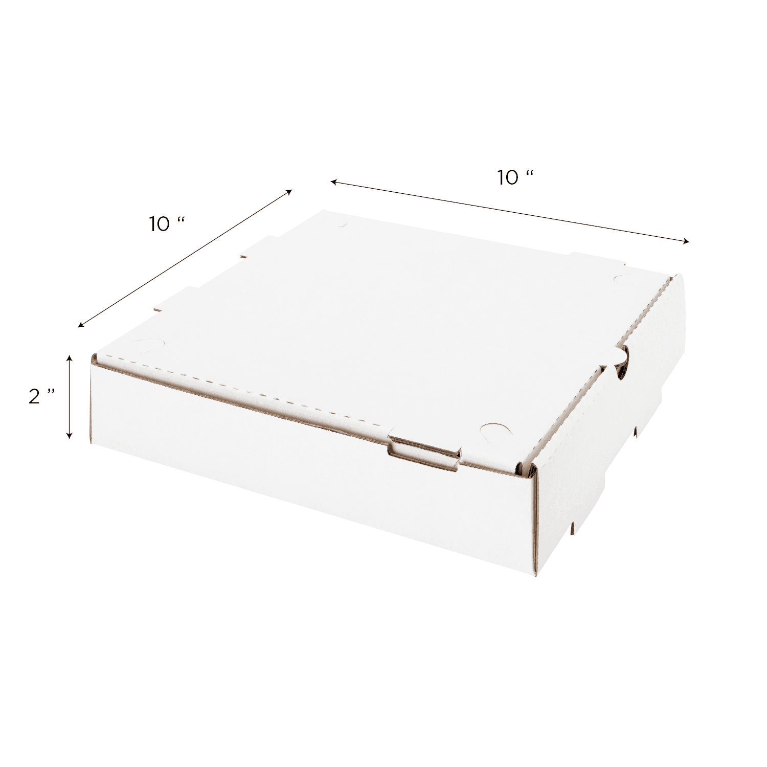 [50 ct] Corrugated Pizza Box, 10''x10''x2'', White