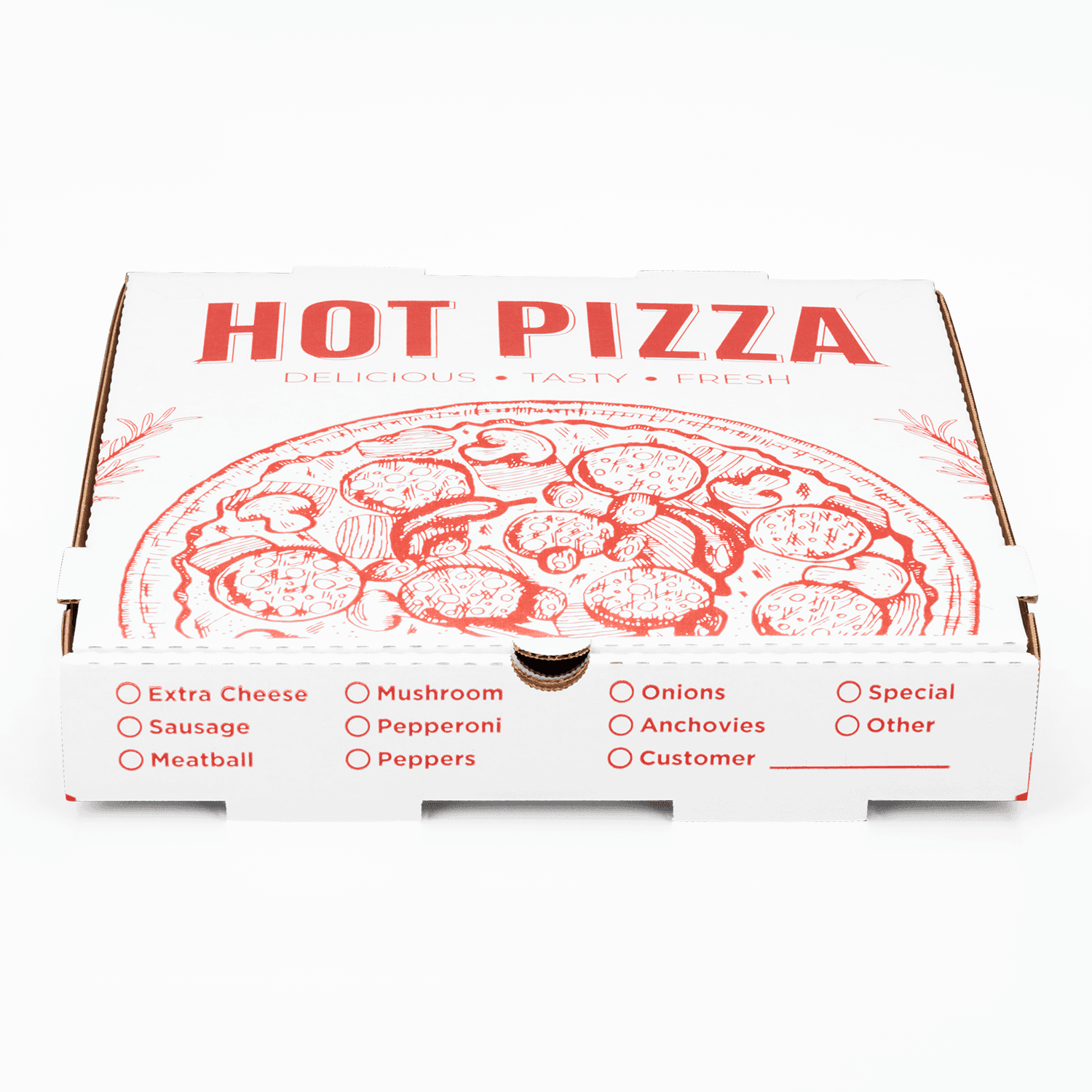 Karat Corrugated Pizza Box, 12''x12''x2'', Generic Print - 50 pcs