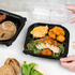 [150 ct] 8" x 8" 3-Comparment Premium PP Hinged Container with Segmented Lid