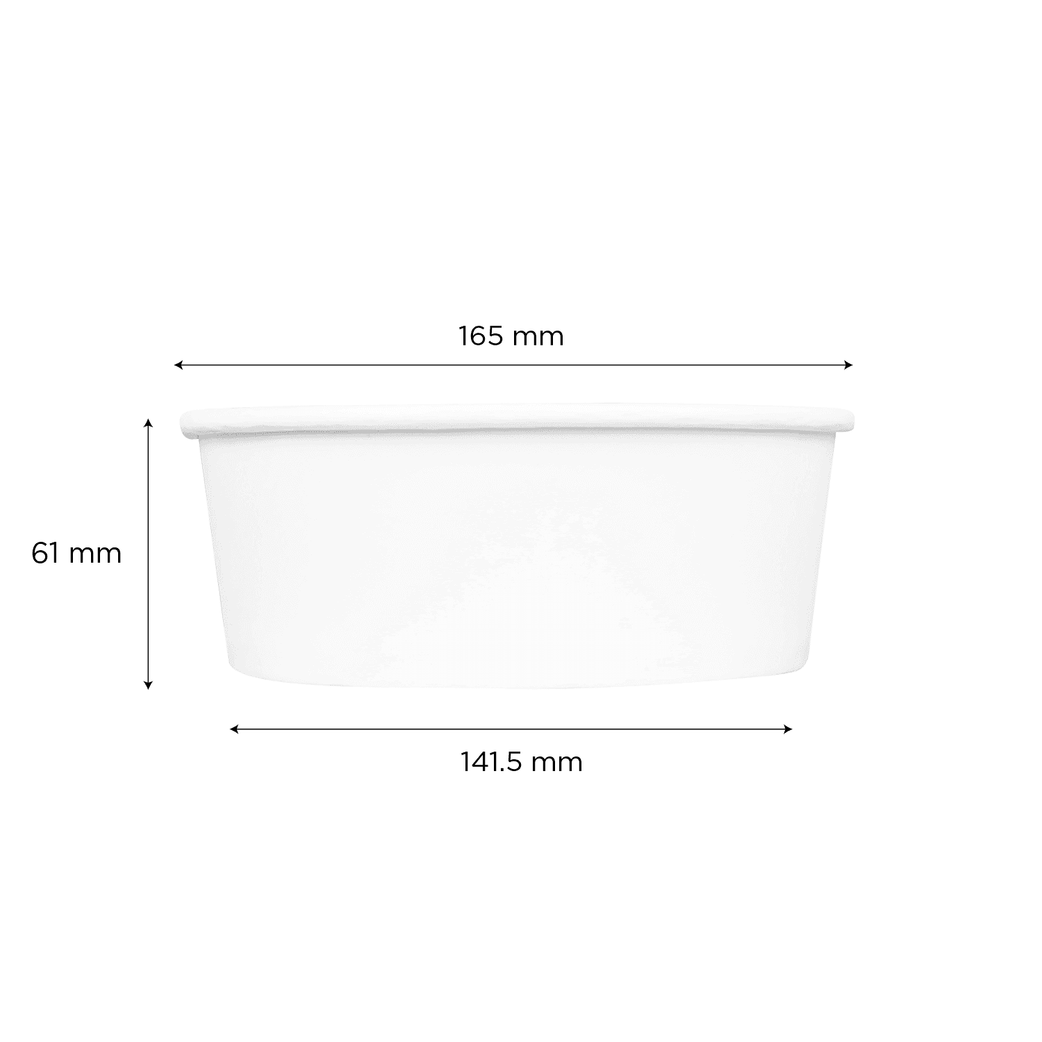 White Karat 32oz Paper Short Buckets with dimensions
