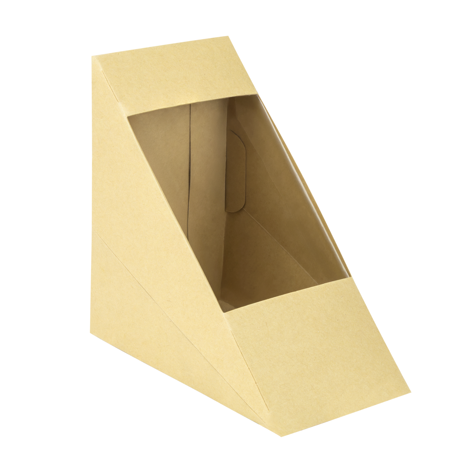 [500 ct] 19oz Paper Sandwich Wedge Container with Window, Kraft