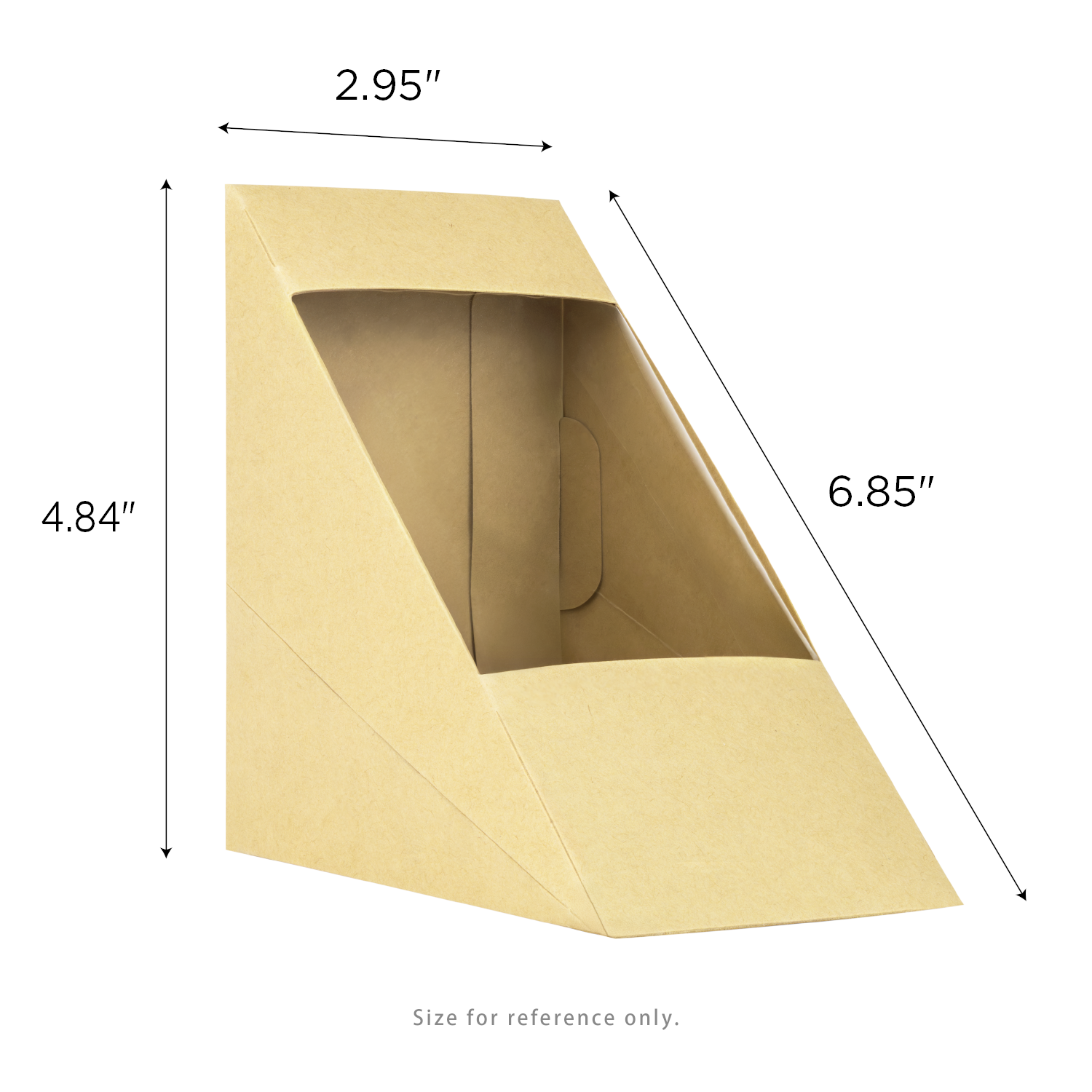 [500 ct] 19oz Paper Sandwich Wedge Container with Window, Kraft