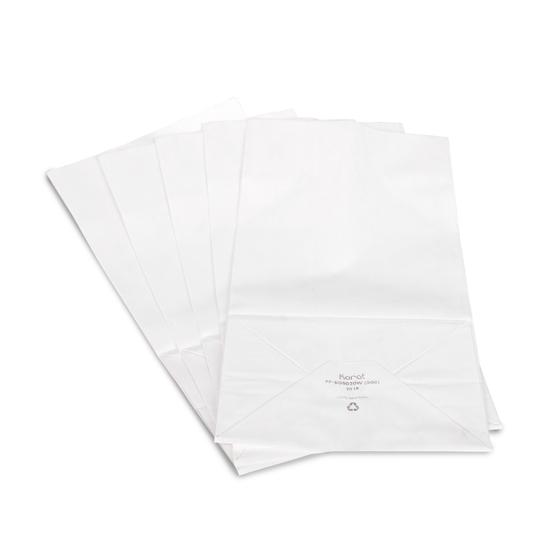 Karat 20 lb Paper Bag, White - 500 pcs