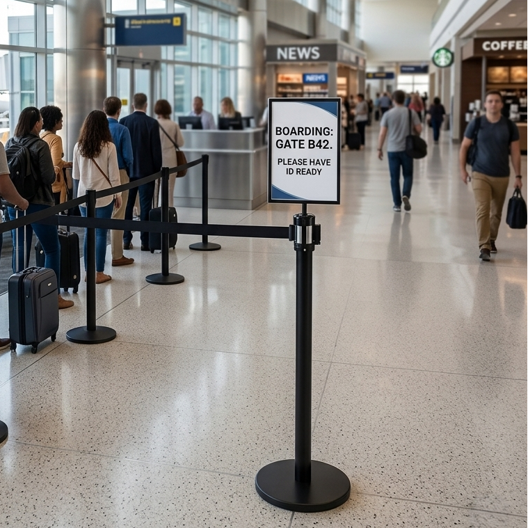 [Black] 8.5" x 12.5" Guidance Stanchion Sign Holder