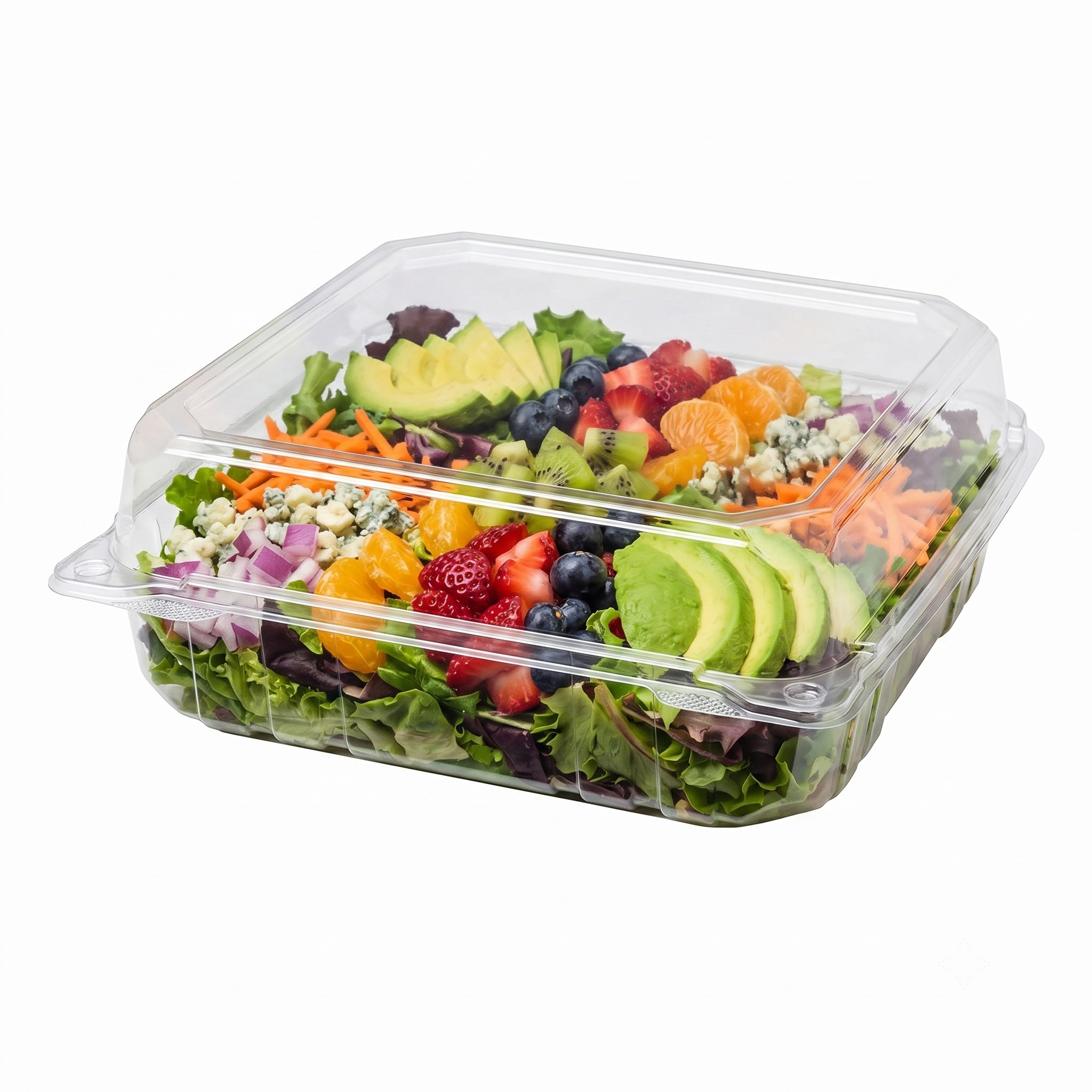 [200 ct] 9'' x 9'' Hinged Food Containers | PET | Clear