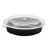 24oz PP Microwaveable Oval Food Container with Clear Lid, Black - 150 sets