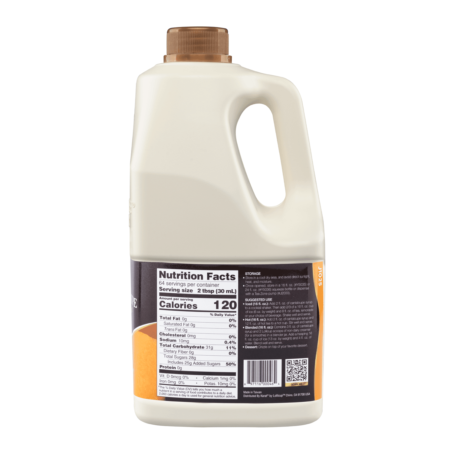 Cantaloupe Syrup - Bottle (64oz) – LollicupStore Cantaloupe Syrup - Bottle (64oz) – LollicupStore