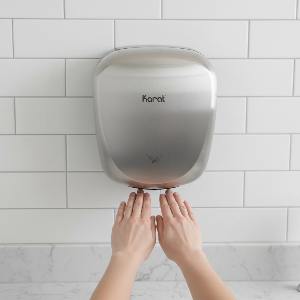 High Speed Smart Stainless Steel Air Hand Dryer with HEPA Filtration - 110-130V, 1450W