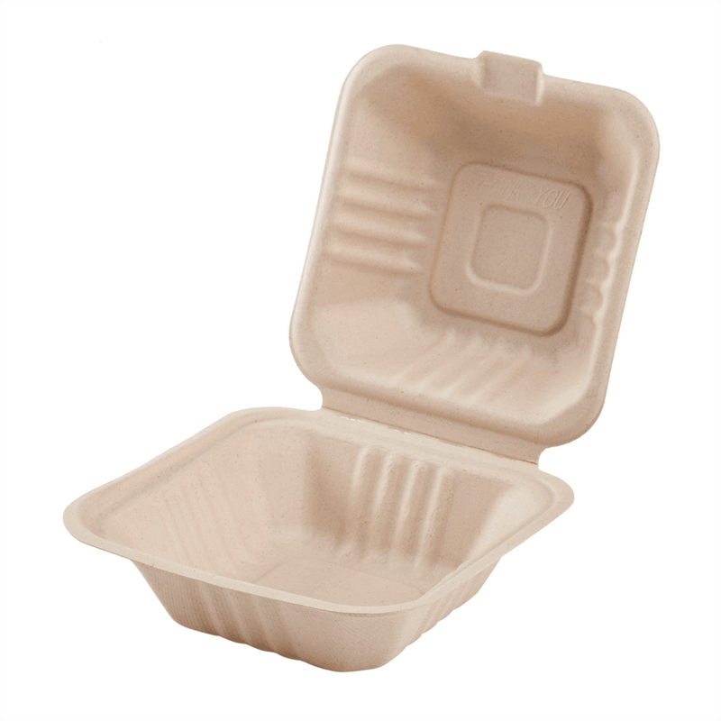 9x6x3 ECO BIODEGRADABLE COMPOSTABLE FIBER HINGED CONTAINERS 200CT