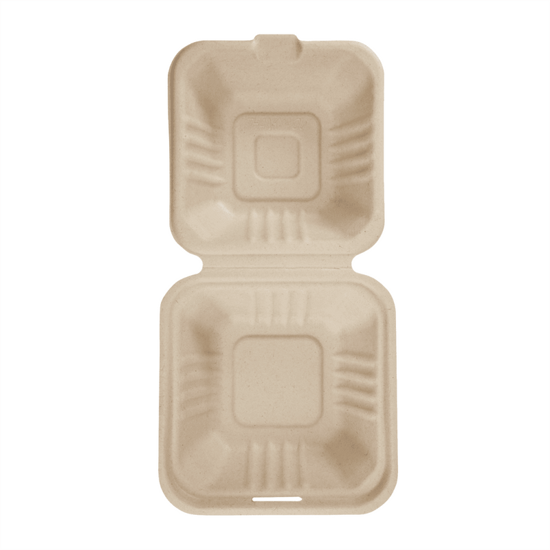 9x6x3 ECO BIODEGRADABLE COMPOSTABLE FIBER HINGED CONTAINERS