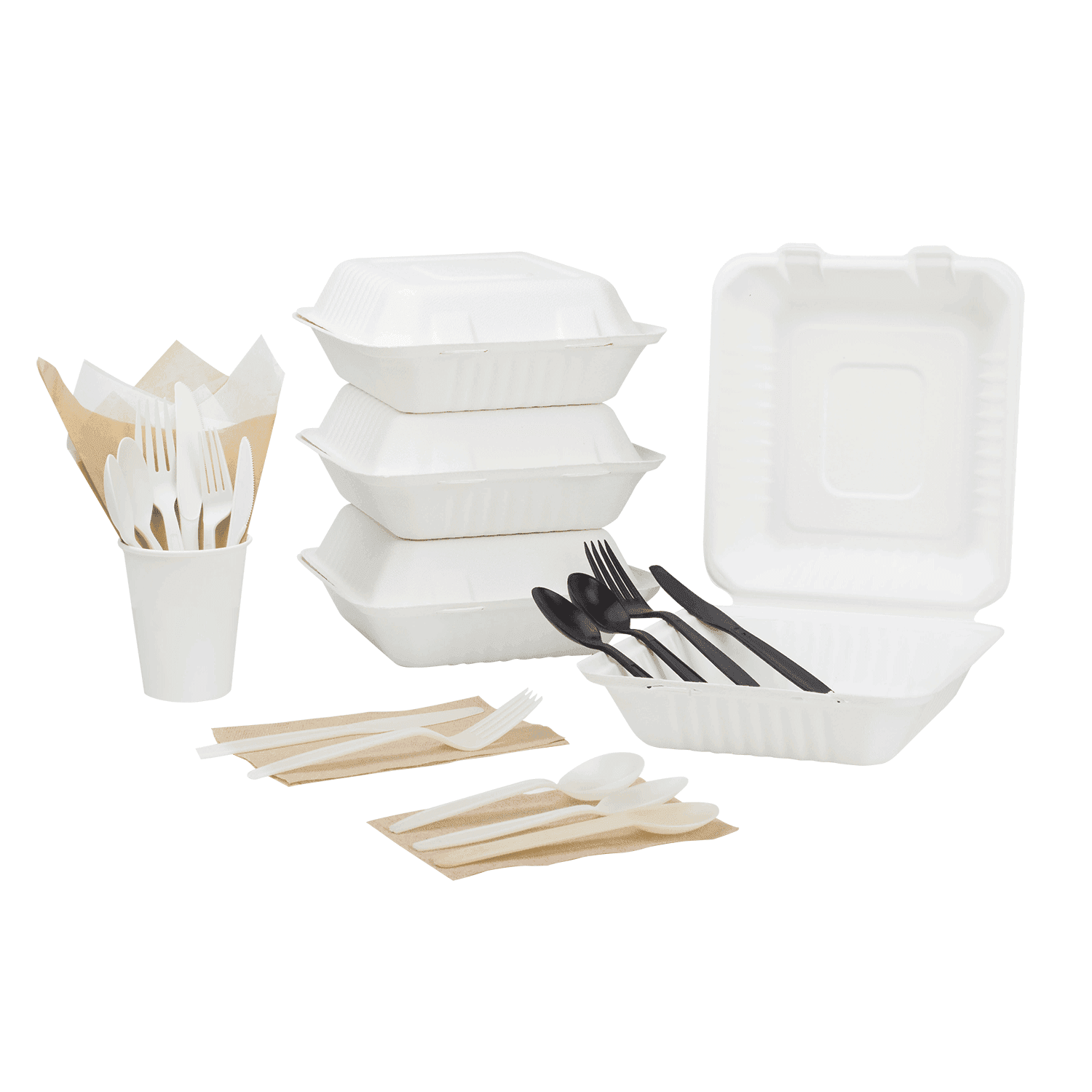 Karat Earth 8''x8'' Molded Fiber Hinged Containers, PFAS Free Karat Earth 8''x8'' Molded Fiber Hinged Containers, PFAS Free