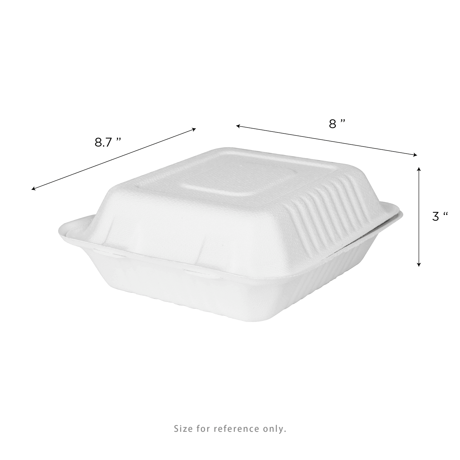 Karat Earth 8''x8'' Molded Fiber Hinged Containers, PFAS Free, White - 200 pcs