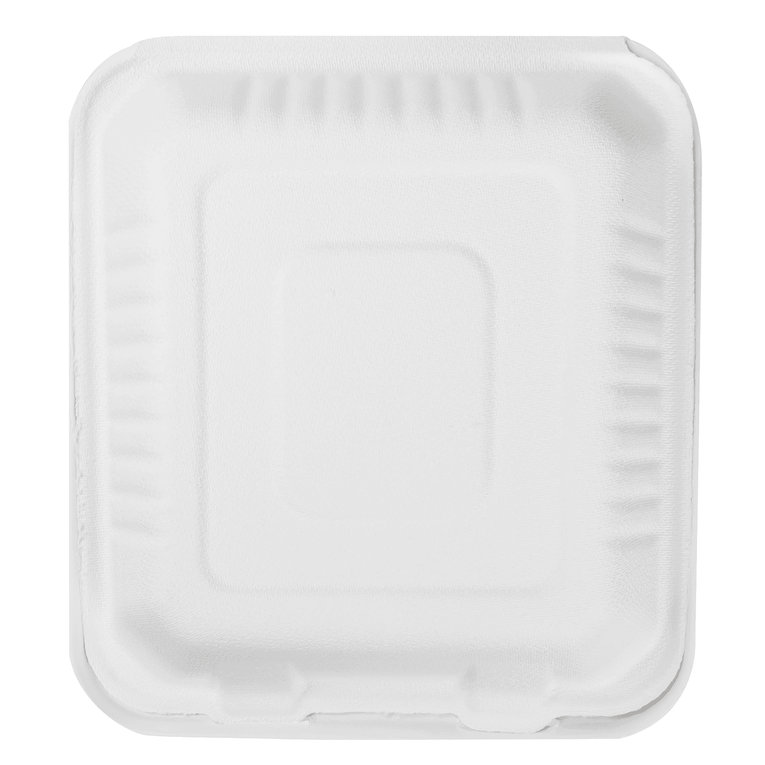 Karat Earth 8''x8'' PFAS Free Compostable Bagasse Hinged Containers, White - 200 pcs