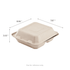 Karat Earth 3 Compartments, 8''x8'' Molded Fiber Hinged Containers, PFAS Free, Natural - 200 pcs