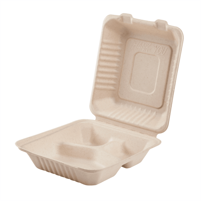 Large Clamshell Takeout Boxes - Karat 8''x8'' Hinged Containers