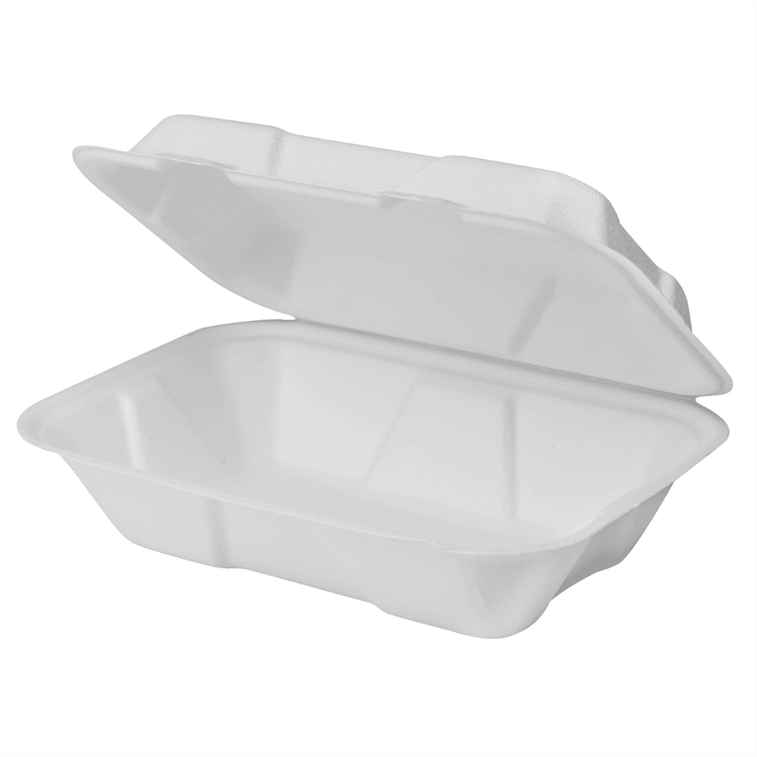 9"x6" Bagasse Hinged Container 1 Compartment