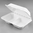 Karat Earth 9'' x 6'' PFAS Free Bagasse Hinged Container, 2-Compartment, White - 200 pcs