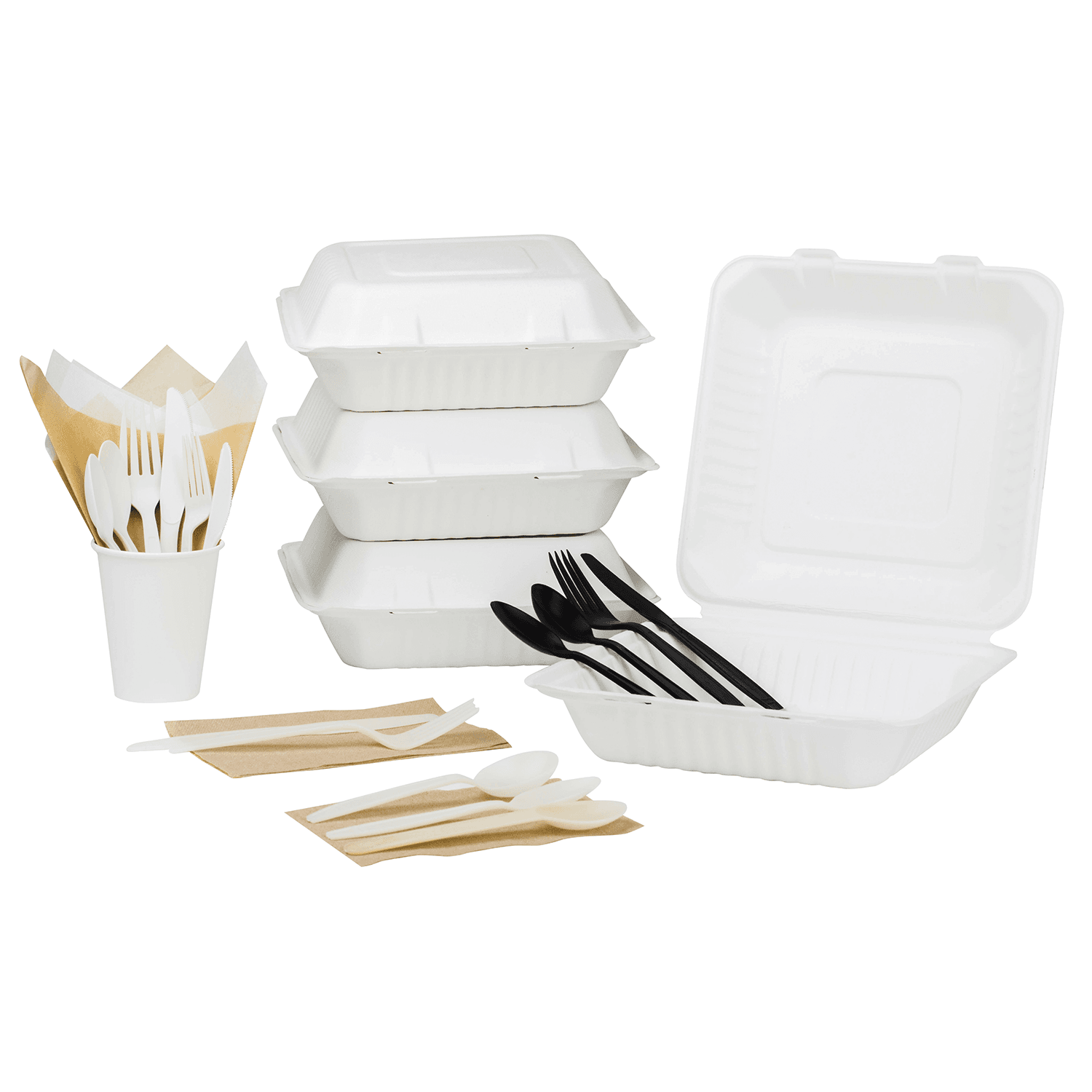 Karat Earth 9''x9'' Molded Fiber Hinged Containers, PFAS Free Karat Earth 9''x9'' Molded Fiber Hinged Containers, PFAS Free