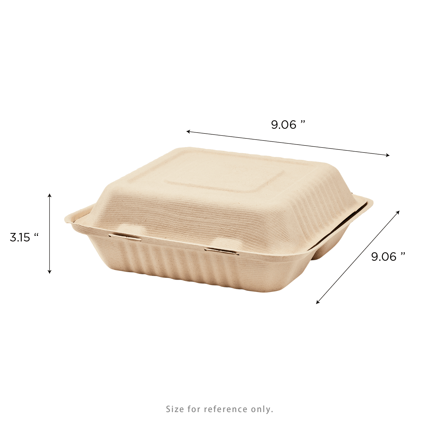 Karat Earth 3 Compartments, 9''x9'' Molded Fiber Hinged Containers, PFAS Free, Natural - 200 pcs