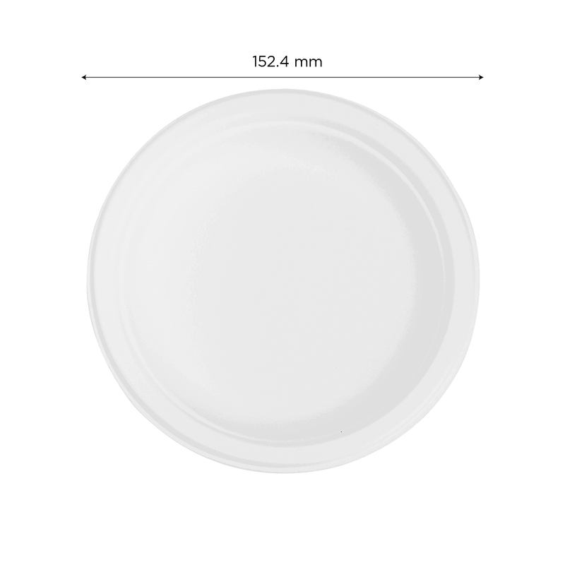 Karat Earth 6'' PFAS Free Compostable Bagasse Round Plates, White - 1,000 ct
