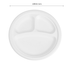 Karat Earth 9'' PFAS Free Compostable Bagasse Round Plates, White, 3 Compartments - 500 pcs