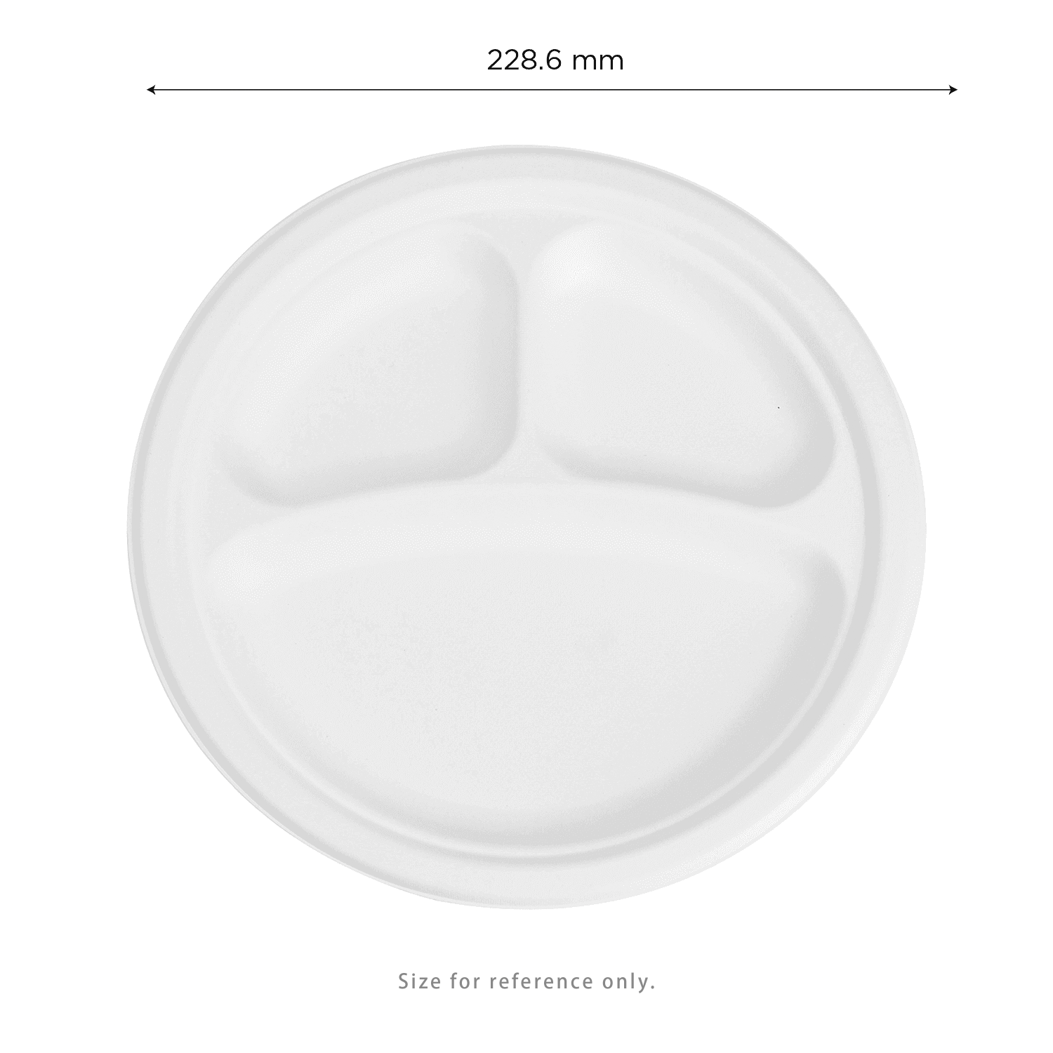 Karat Earth 3 Compartments, 9'' Molded Fiber Round Plates, PFAS Free, White - 500 pcs