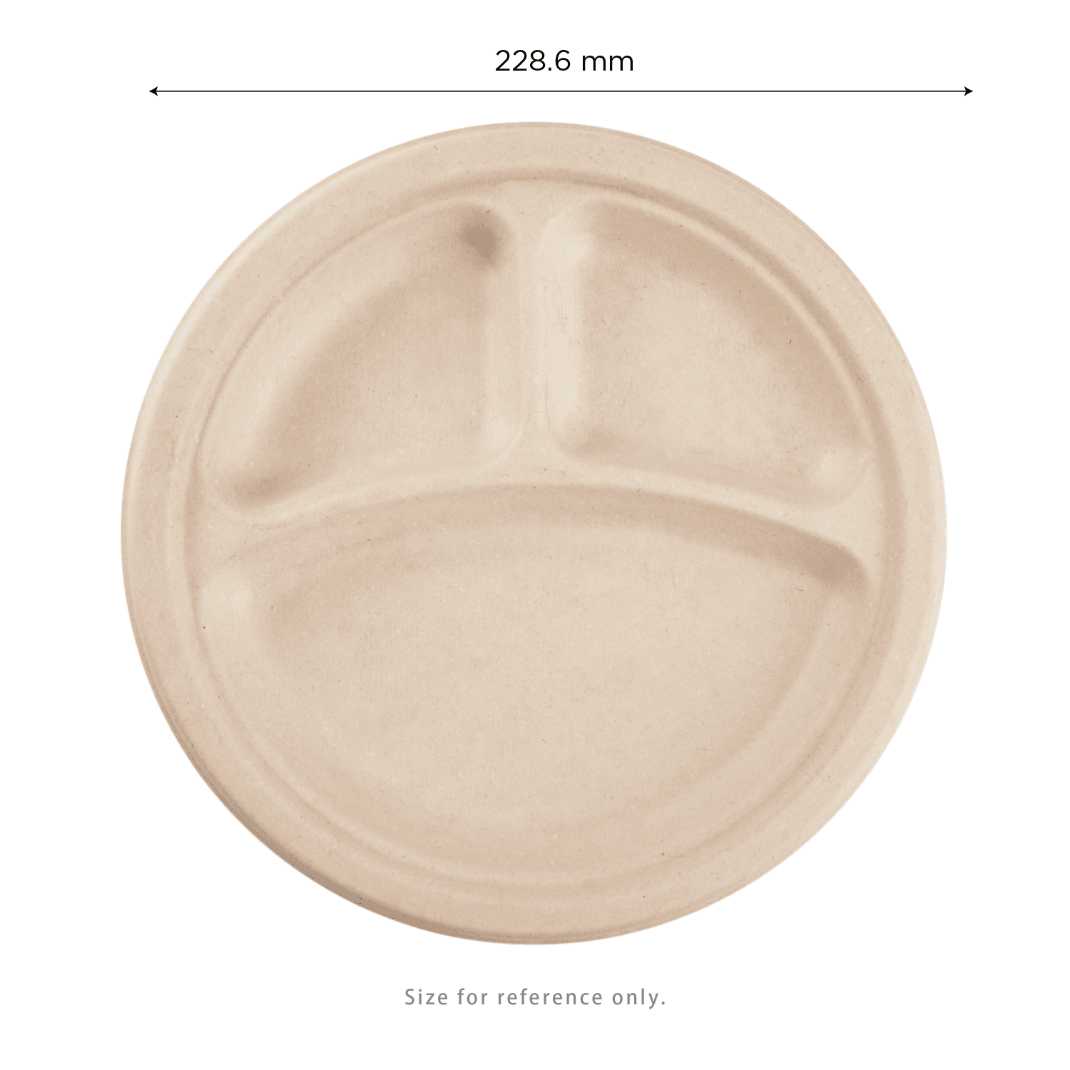 Karat Earth 3 Compartments, 9'' Molded Fiber Round Plates, PFAS Free, Natural - 500 pcs