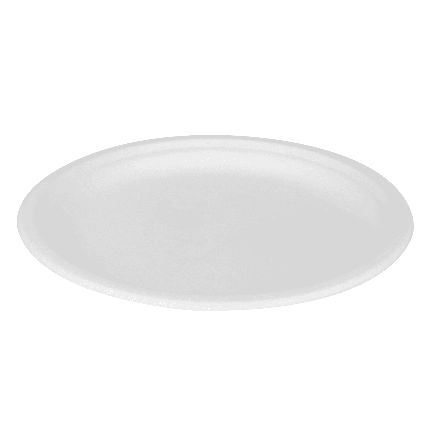 White Karat Earth 10'' PFAS Free Compostable Bagasse Round Plates side view