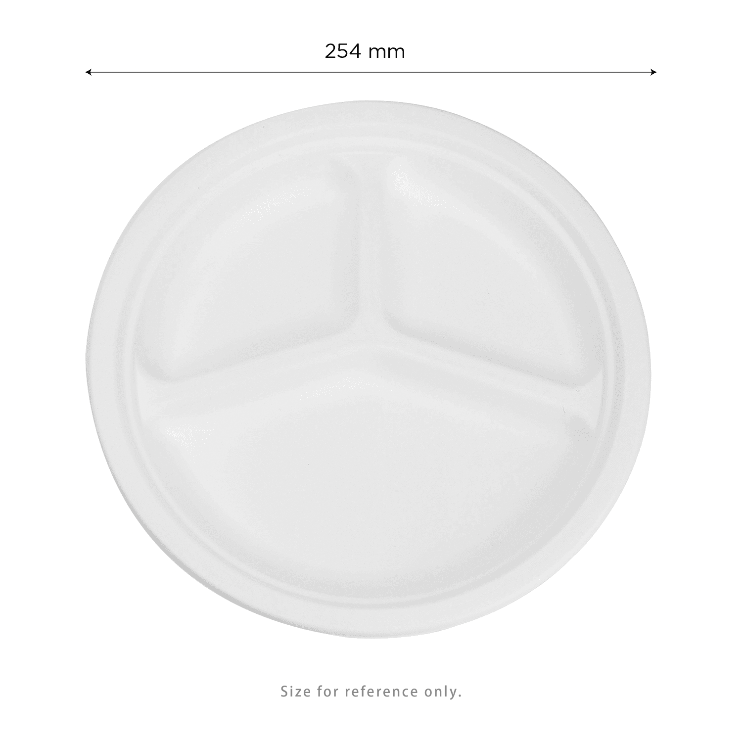 Karat Earth 3 Compartments, 10'' Molded Fiber Round Plates, PFAS Free, White - 500 pcs
