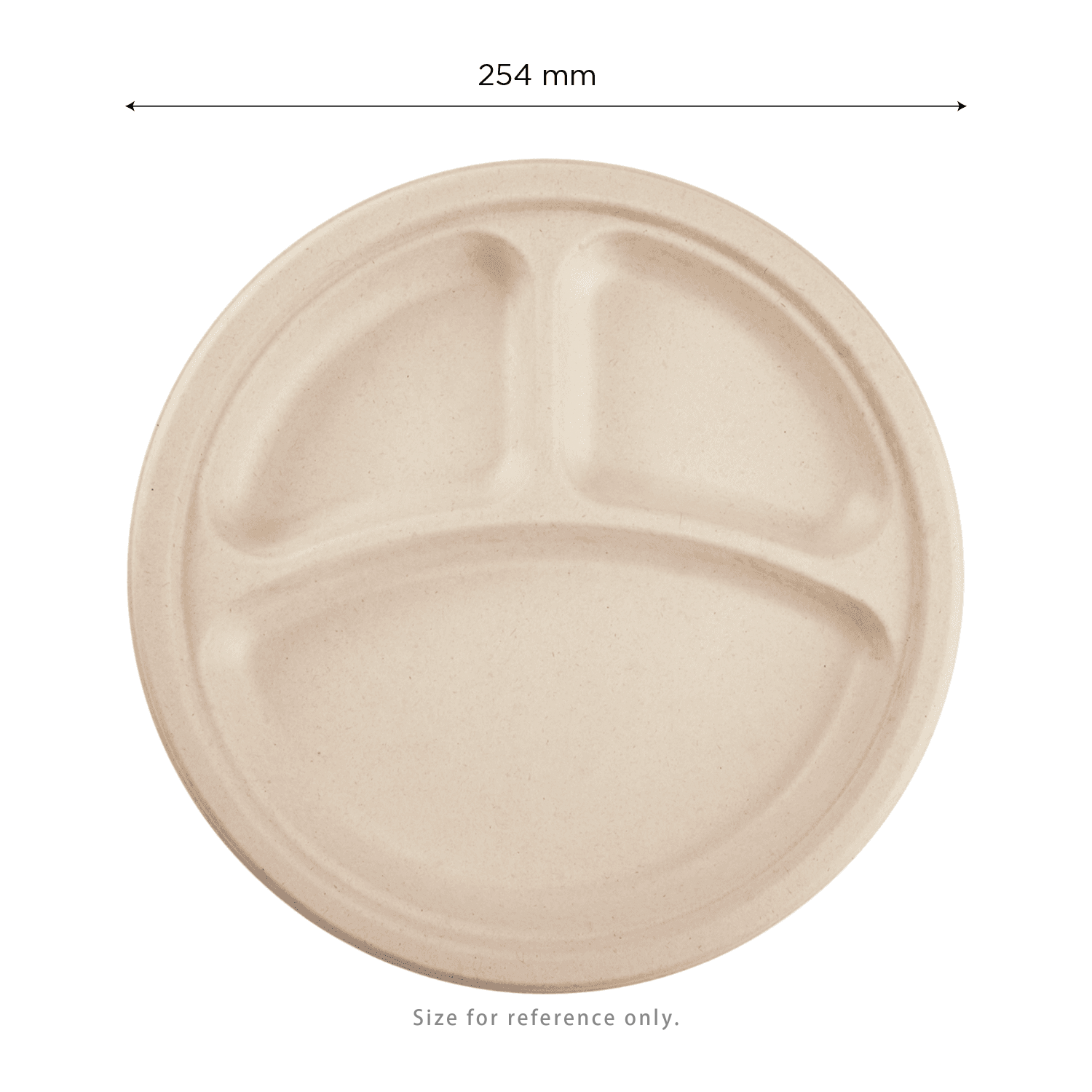 Karat Earth 3 Compartments, 10'' Molded Fiber Round Plates, PFAS Free, Natural - 500 pcs