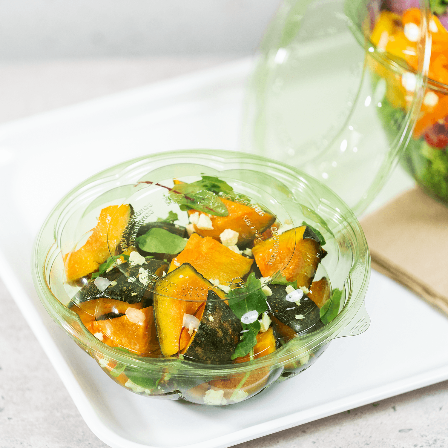 Karat Earth PLA Dome Lid for 18-48 oz. PLA Salad Container, Green - 300 pcs