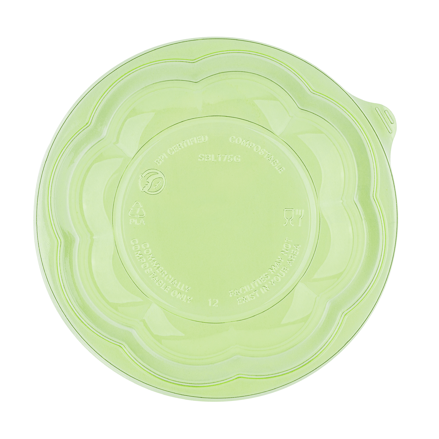 Karat Earth PLA Dome Lid for 18-48 oz. PLA Salad Container, Green - 300 pcs