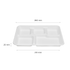White Karat Earth 10''x8'' PFAS Free Eco-Friendly Bagasse Tray with 5 Compartments with dimensions