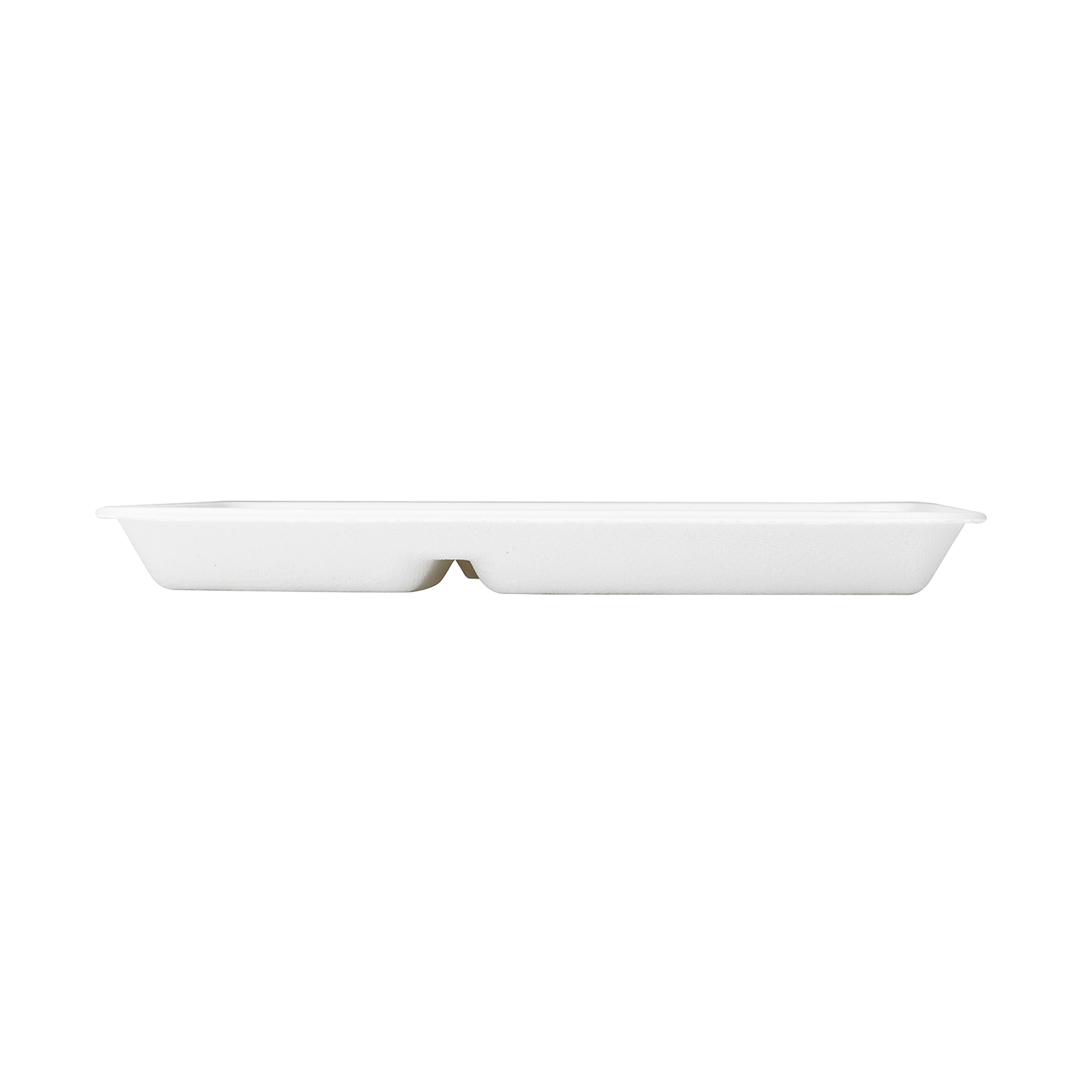 White Karat Earth 10''x8'' PFAS Free Eco-Friendly Bagasse Tray with 5 Compartments side view