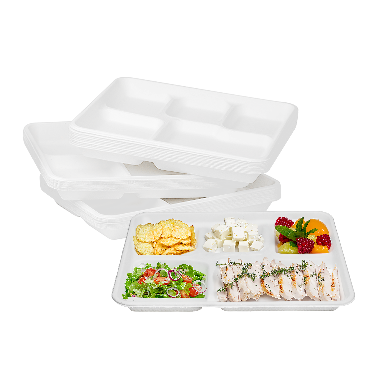 Bio-degradable 7 Compartment White Plate (50 Plates Bio-degradable 7 Compartment White Plate (50 Plates