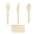 Karat Earth PFAS Free Bagasse Cutlery Kits (Knife, Fork, Soup Spoon, 2-ply Napkin), Paper Wrapped - 250 sets