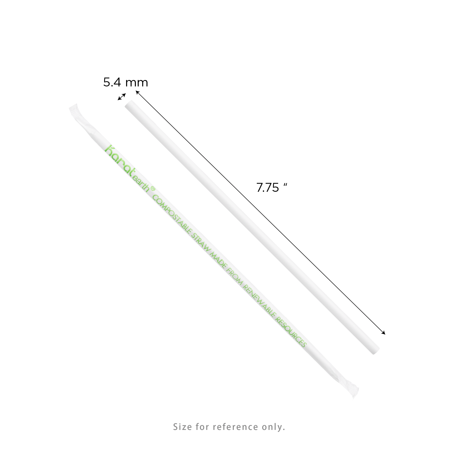 Karat Earth 7.75" PLA Jumbo Paper Wrapped Straw (5mm), White - 2,000 pcs