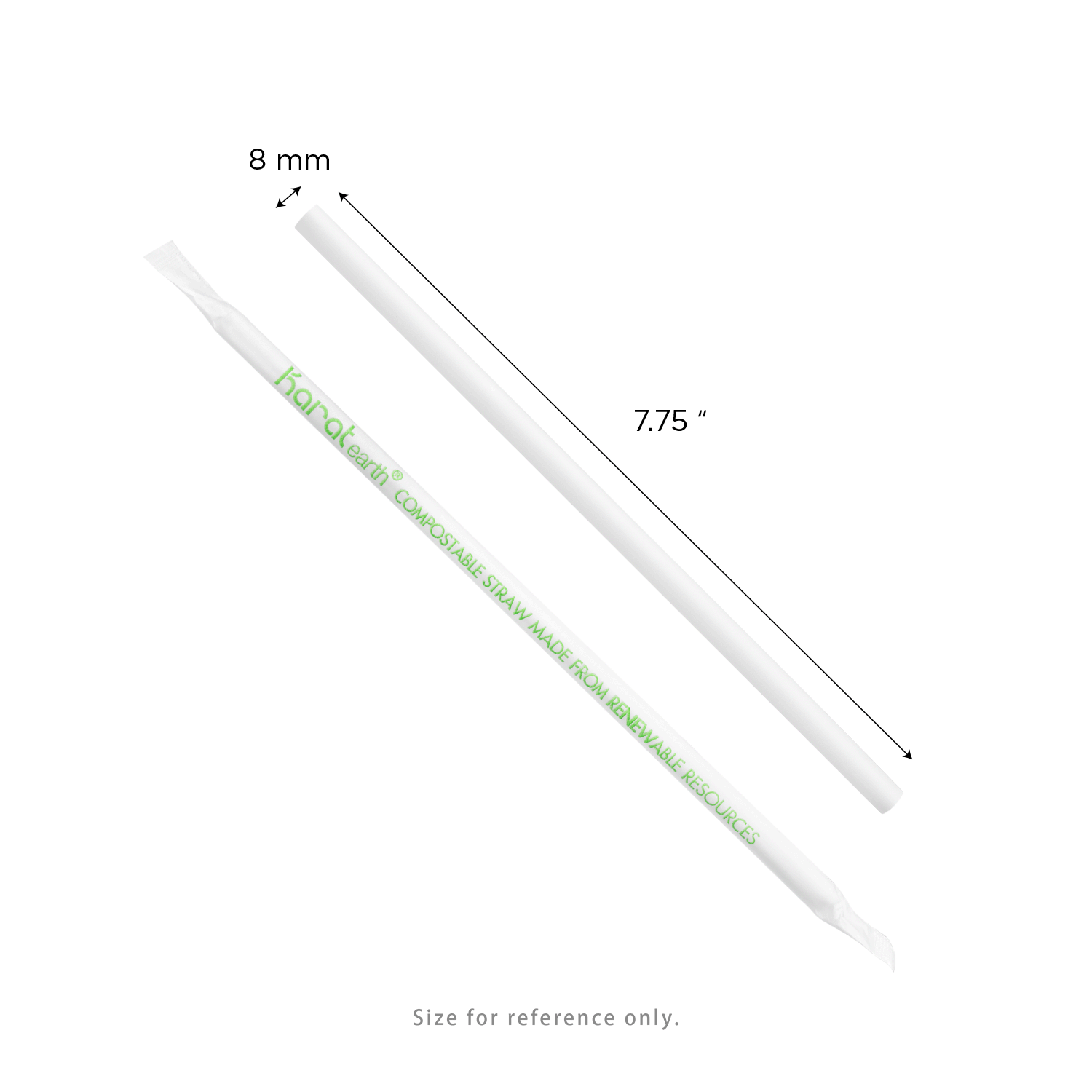 Karat Earth 7.75" PLA Giant Paper Wrapped Straw (8mm), Wihte - 2,000 pcs