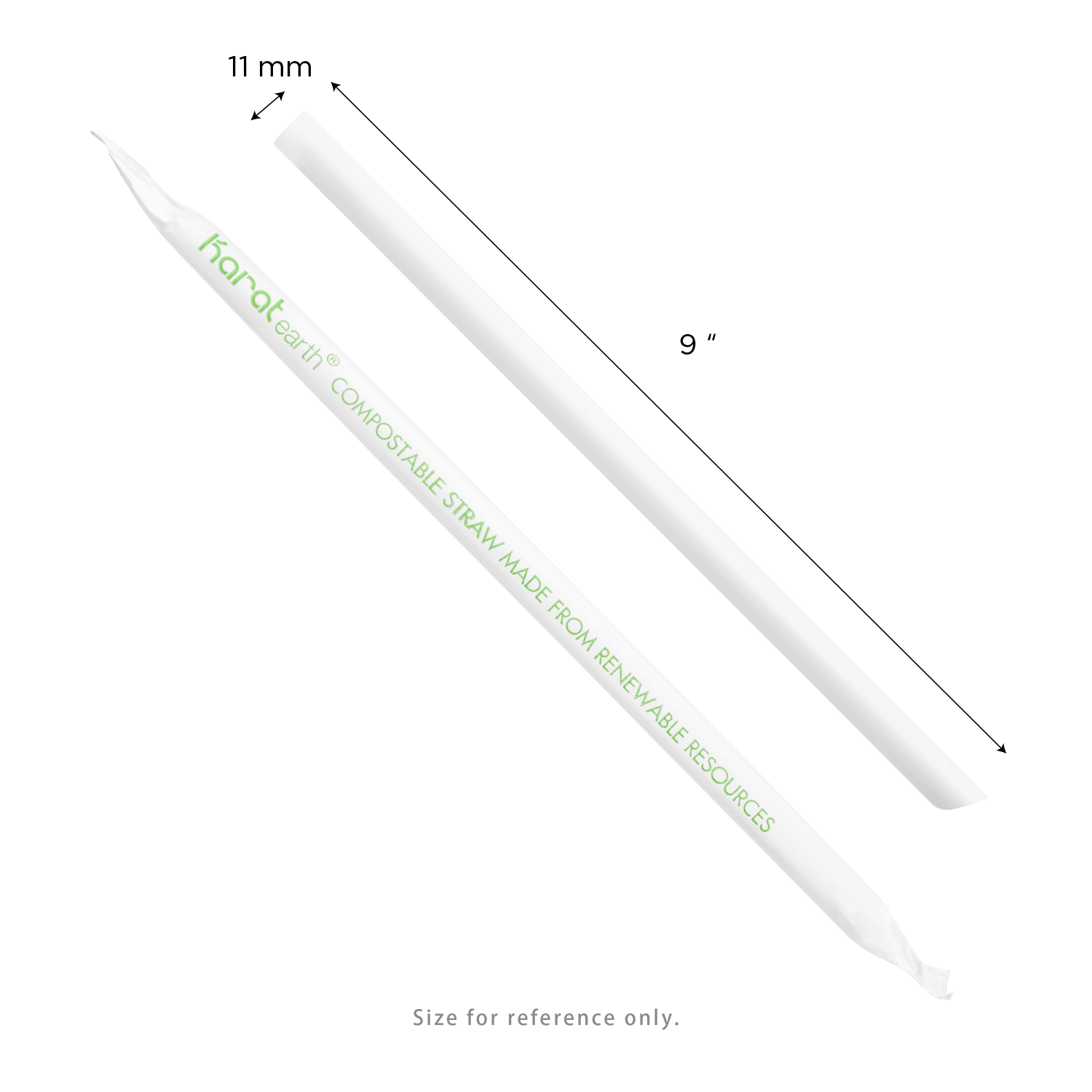 Karat Earth 9" PLA Colossal Paper Wrapped Straw (11mm), Wihte - 1,600 pcs