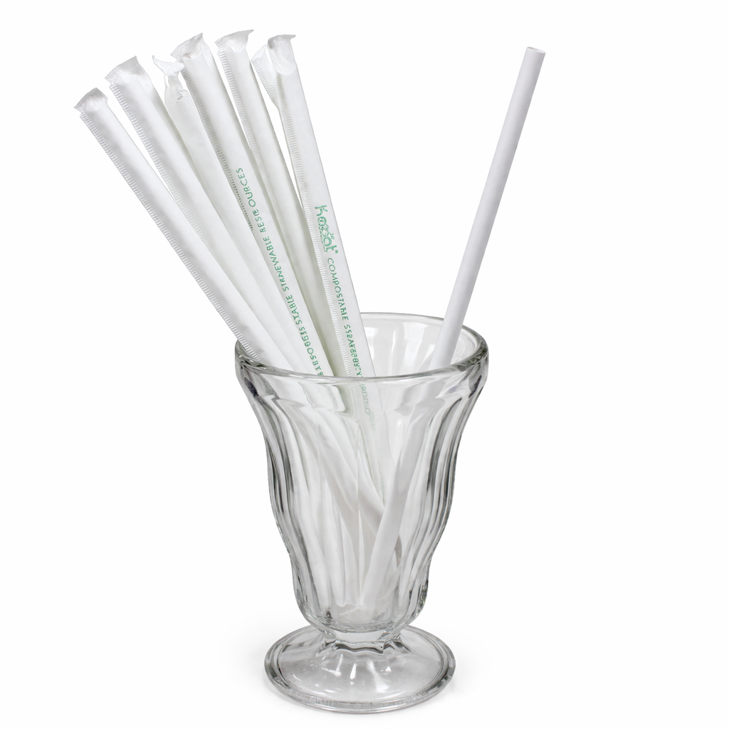 Karat Earth 10.25" Jumbo Paper Straw (5mm) Paper Wrapped, White - 1,200 pcs