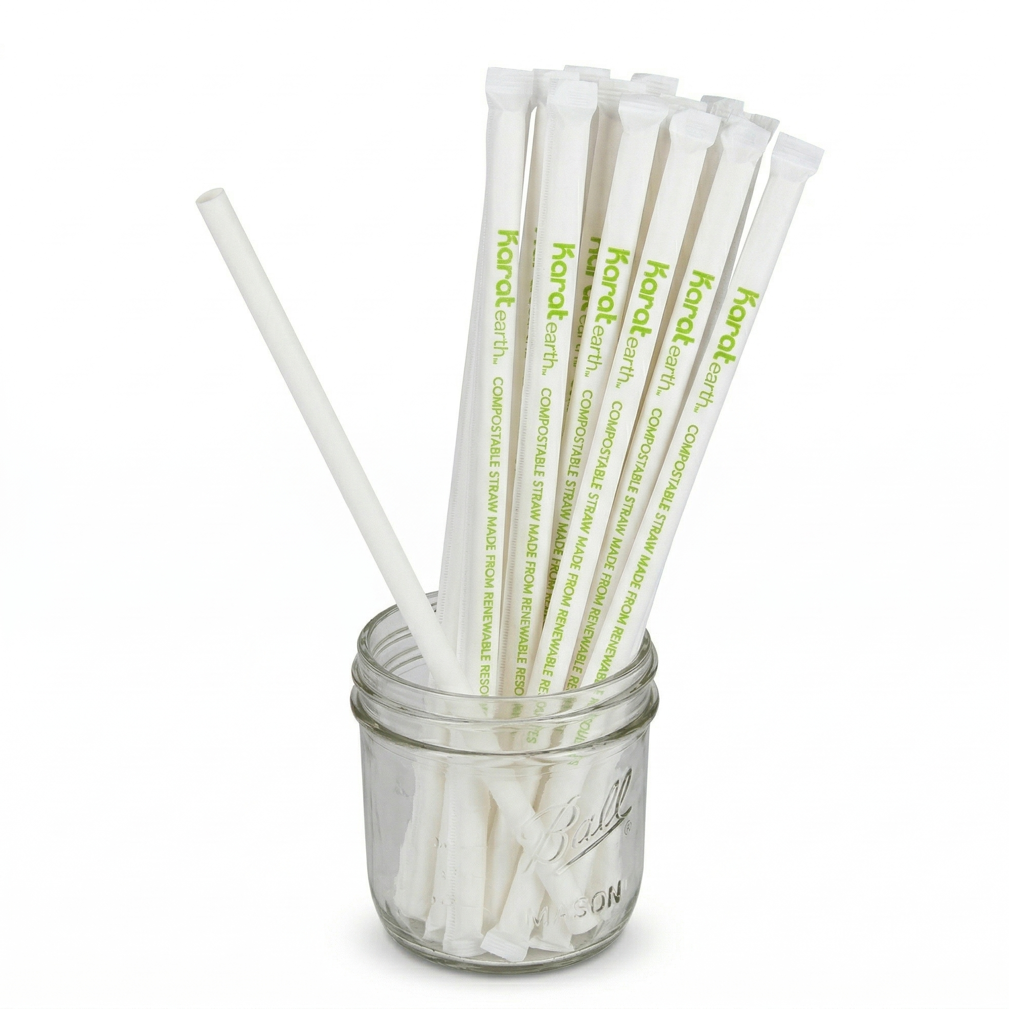 Karat Earth 10.25" Giant Paper Straw (7mm) Paper Wrapped, White - 1,200 pcs