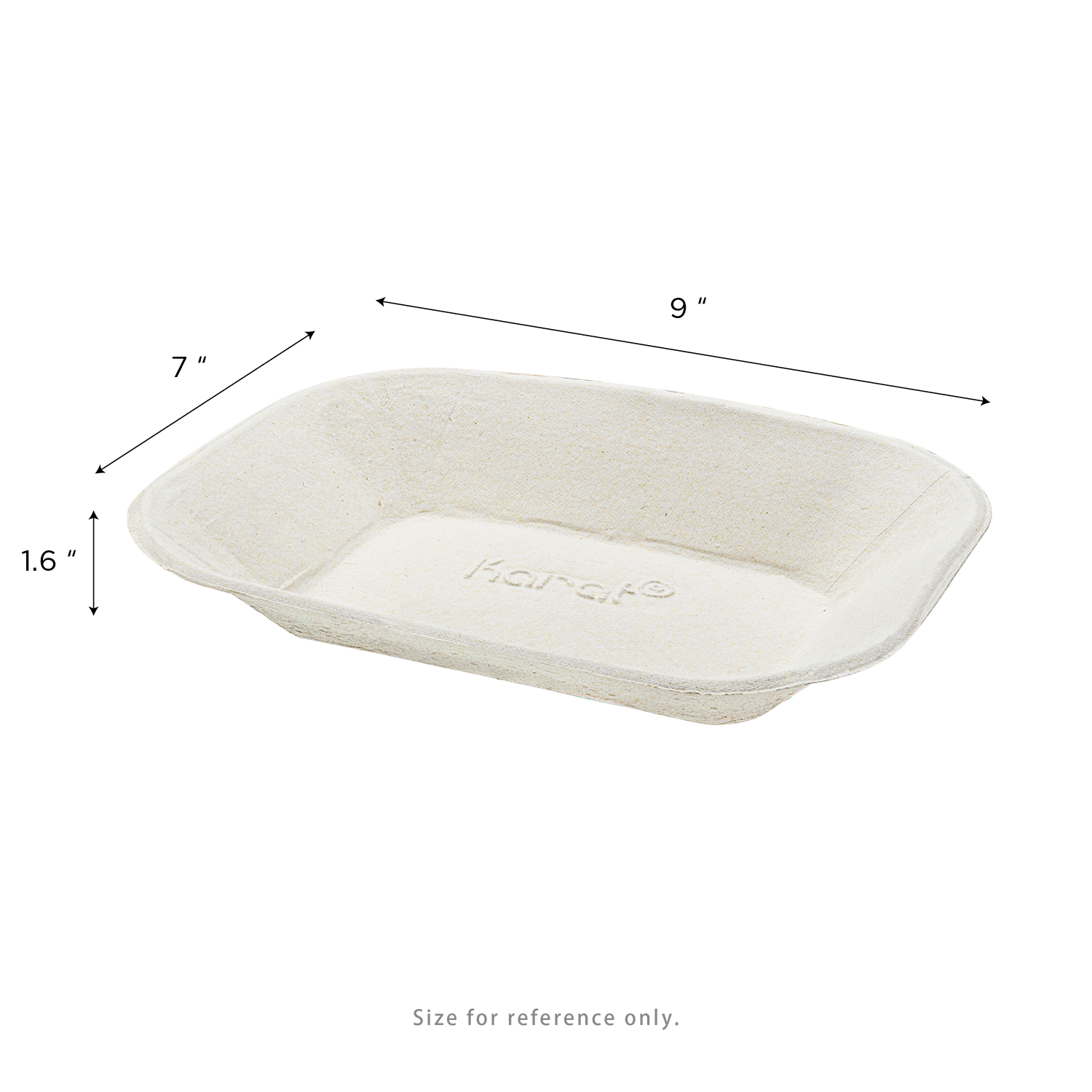 Karat Earth 9”x7” GreaseEase Molded Fiber Food Tray, PFAS free - 500 pcs