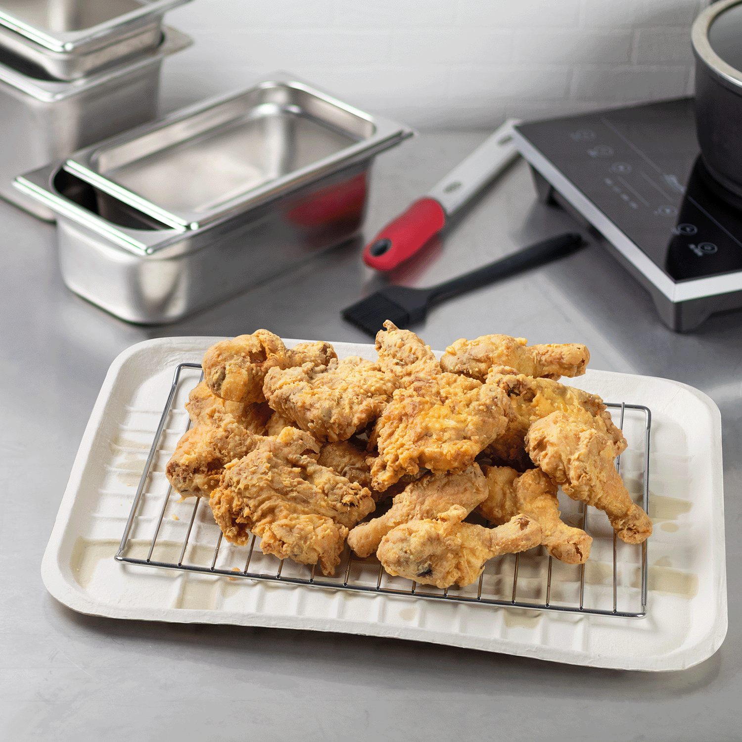 Karat Earth 14”x18” GreaseEase Molded Fiber Food Tray, PFAS free - 100 pcs