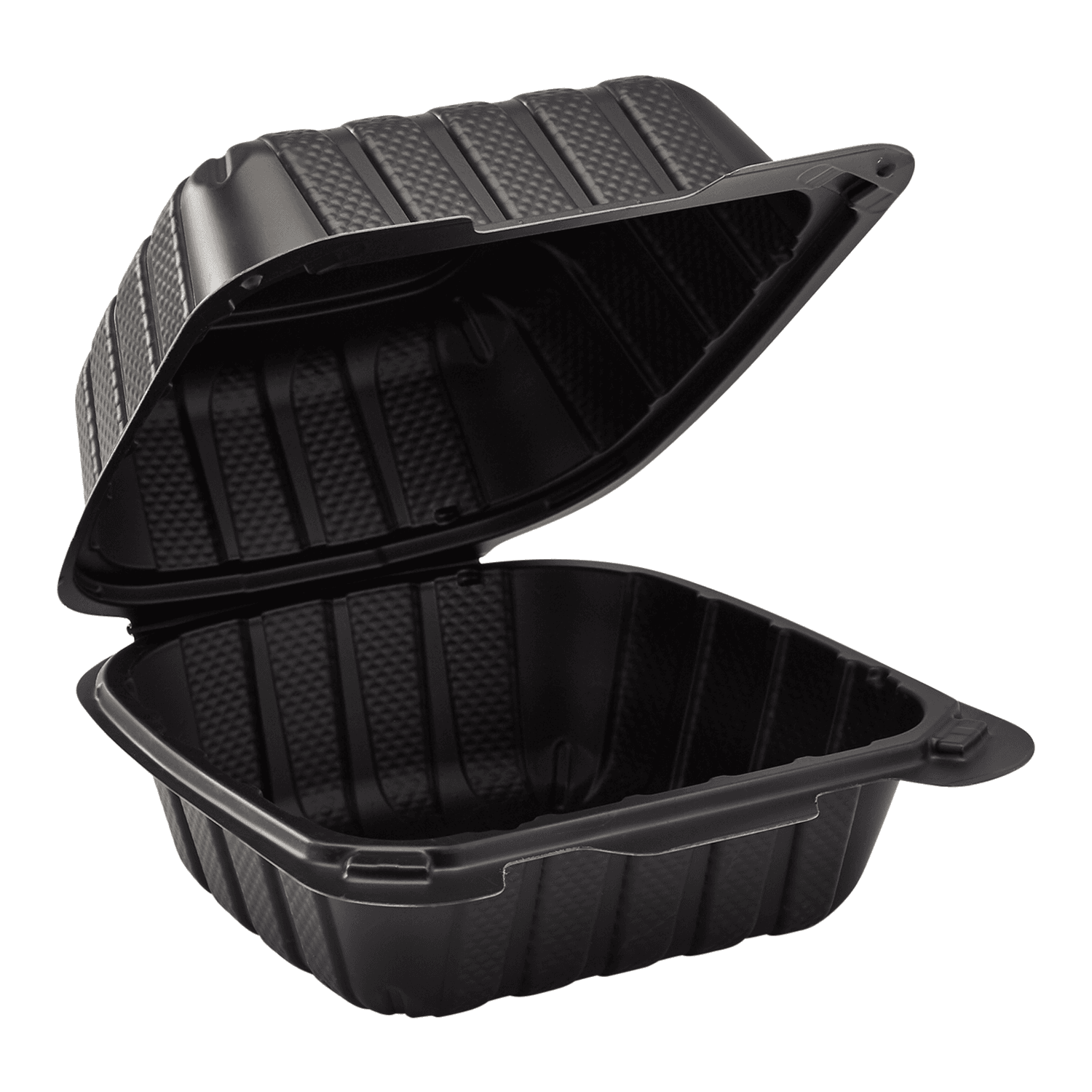 Karat Earth 6" x 6" Mineral Filled PP Hinged Container, Black - 400 pcs