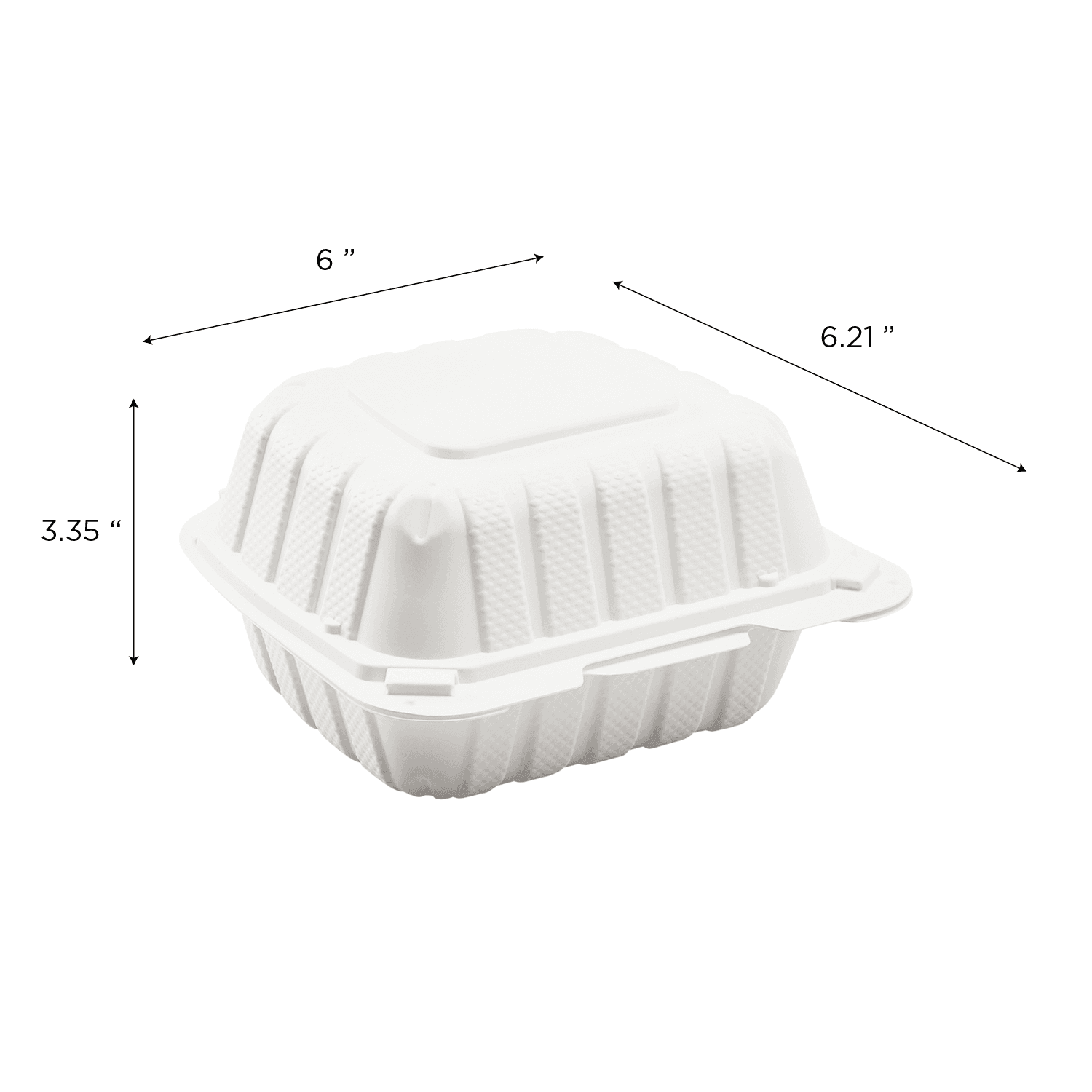 Karat Earth 6" x 6" Mineral Filled PP Hinged Container, White - 400 pcs
