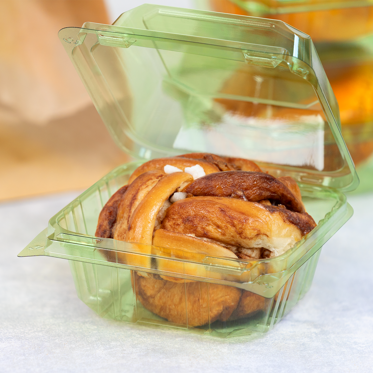 Karat Earth 6''x6'' PLA Hinged Containers, Green - 500 pcs