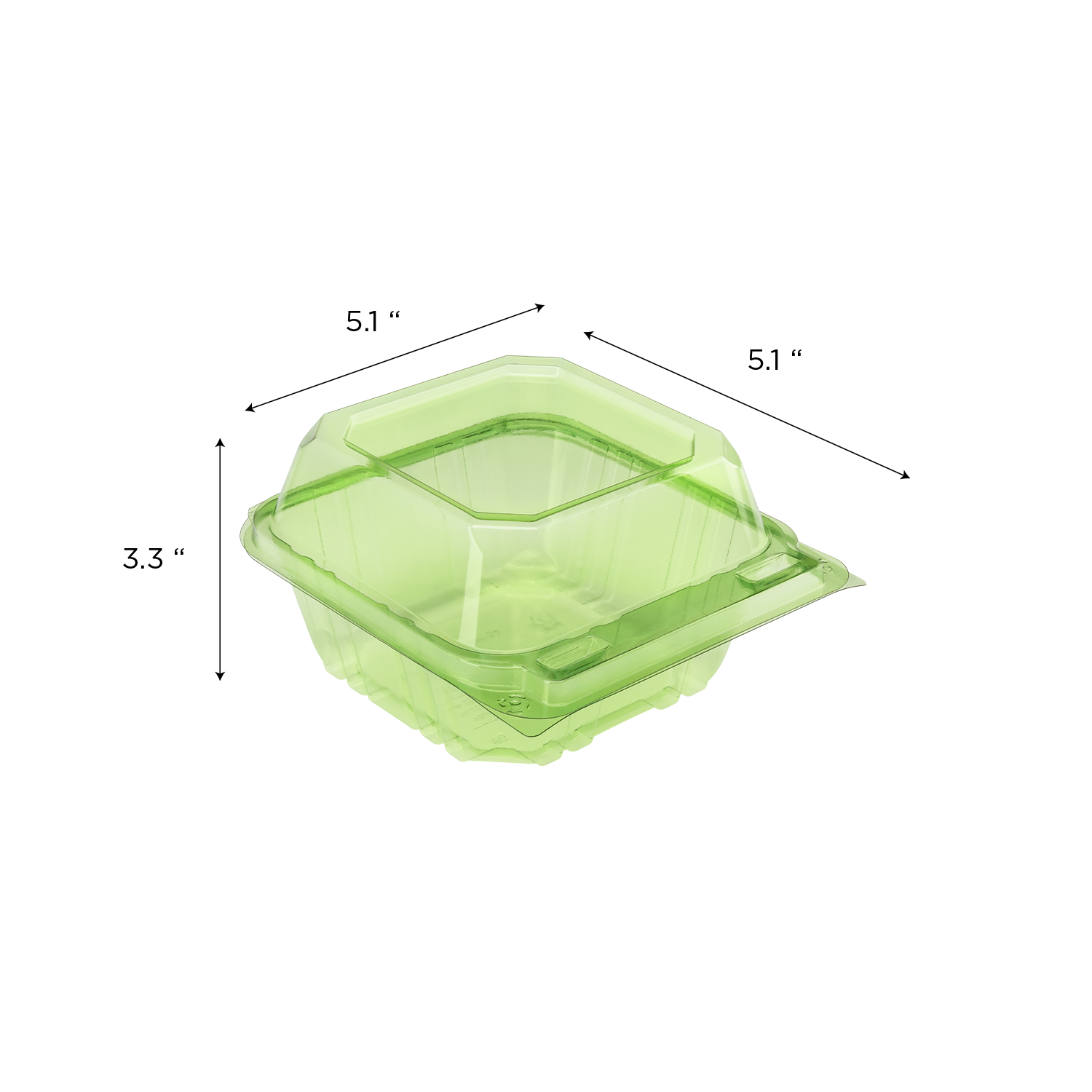 Karat Earth 6''x6'' PLA Hinged Containers, Green - 500 pcs