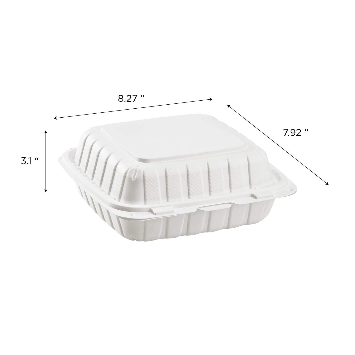 Karat Earth 8" x 8" Mineral Filled PP Hinged Container, White - 200 pcs