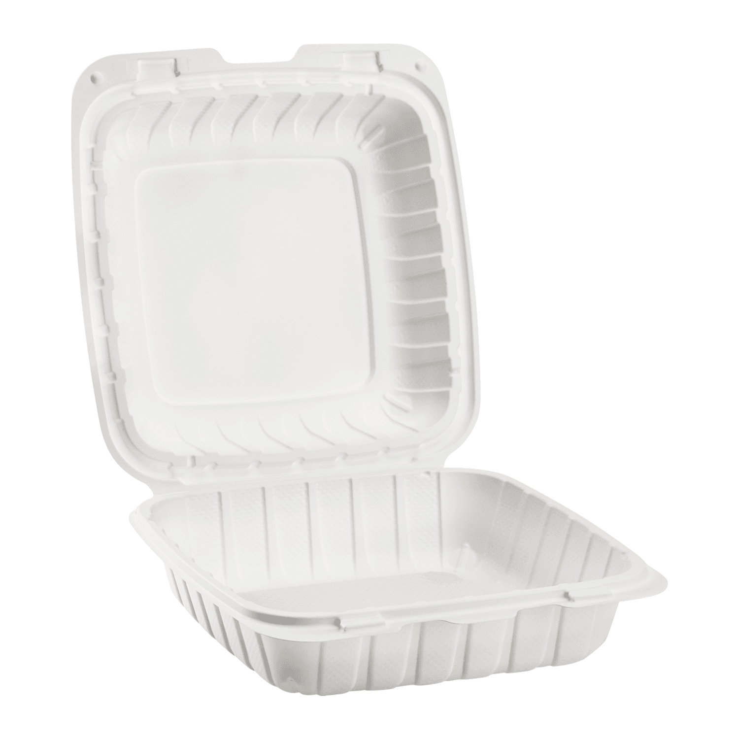 Karat Earth 8" x 8" Mineral Filled PP Hinged Container, White - 200 pcs